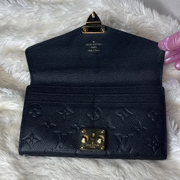 Louis Vuitton Black Monogram Empreinte Envelope Wallet with Gold Hardware - Picture 2 of 8